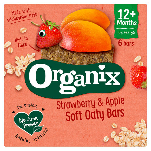 Organix Strawberry & Apple Soft Oaty Bars, 12+ months, 6 x 23g