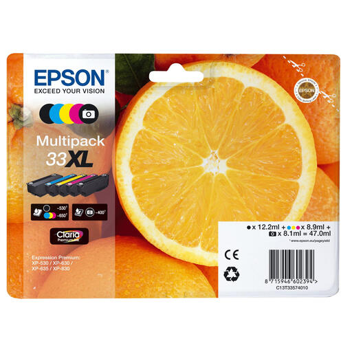 爱普生 Oranges 系列 33XL 号 Claria Premium 五色墨水套装