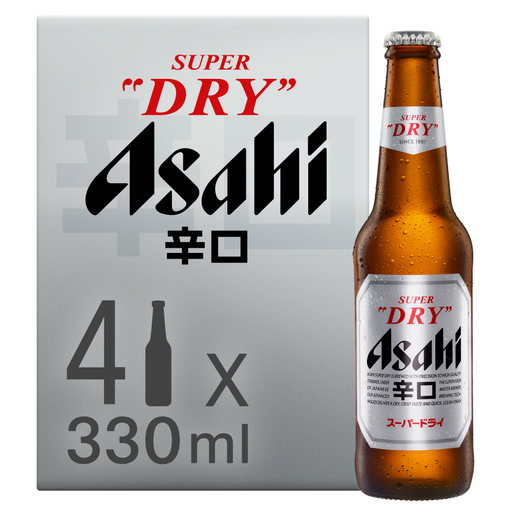 Asahi Super Dry Beer 4x330ml Bottle