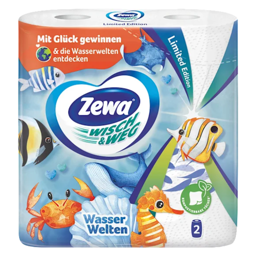 Zewa Kitchen Roll Wipe & Away 2 x 72 Sheets