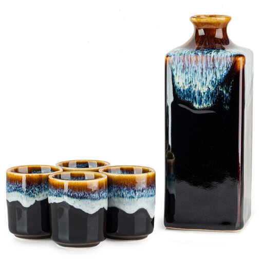 Sake Set AONAGASHI from Japan Black Gift Box 17 cm, approx. 750 ml