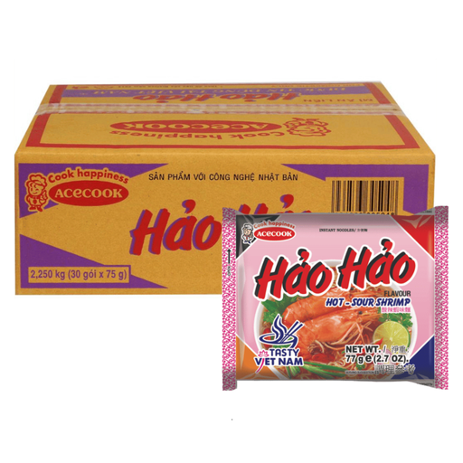HaoHao Instant Noodles Hot-Sour Shrimp 30-pack box