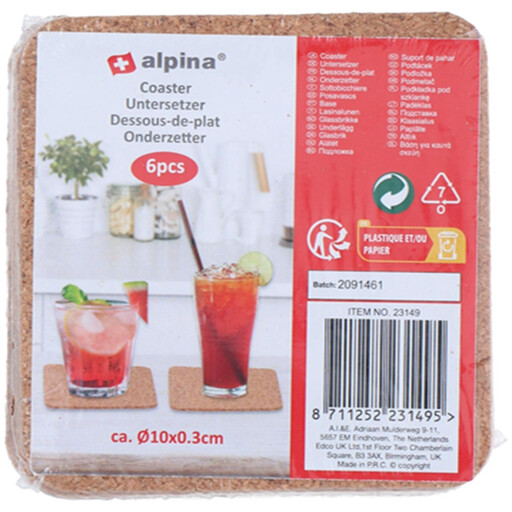 Alpina coasters cork 6 pieces