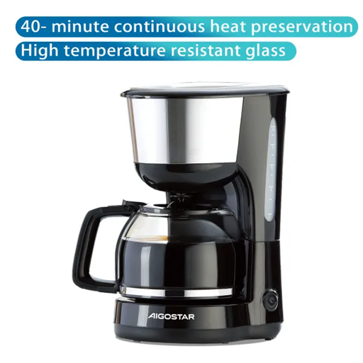 Aigostar Coffee Maker Tea Maker Heat Preservation One Key Switch 1.25L Black