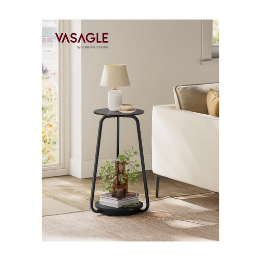VASAGLE Ronde Bijzettafel met Glazen Blad
