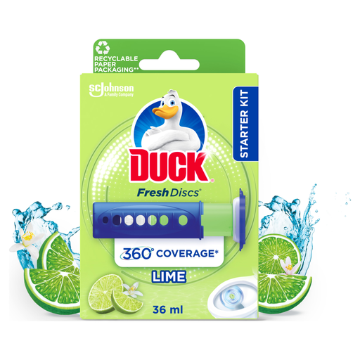 Duck Toilet Fresh Discs Cleaner Holder & Refill, Lime
