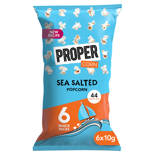 Propercorn Lightly Sea Salted Popcorn, 6 x 10g