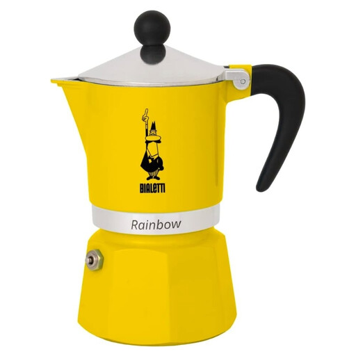 Bialetti Moka Express Rainbow Mocha Pot Coffee Pot - For open flame/electric stove - Suitable for making 1 Cup - Bright Yellow