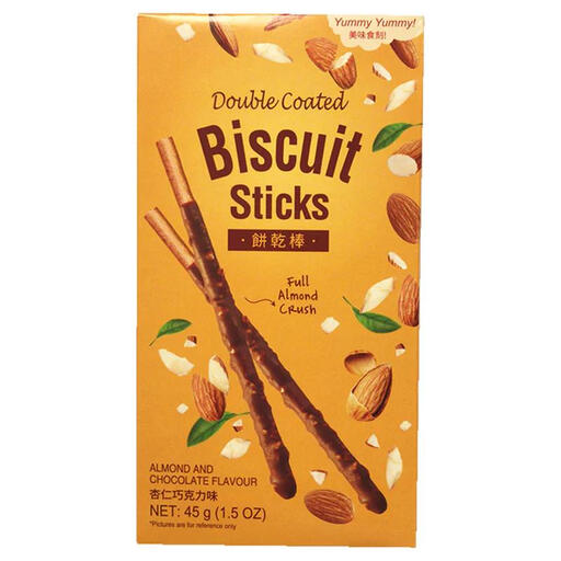 Yummy Yummy Double Coated Biscuit Sticks - Almond Crush & Chocolate Flavour 45g