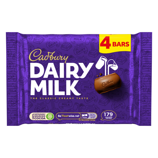 Cadbury Dairy Milk 4 Bars 134g