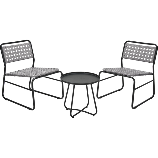 Garden Set 3Pcs Grey Pe Rattan