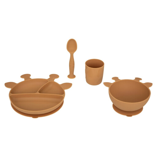 Atmosphera Giraffe 4-Piece Baby Feeding Set in Silicone - Mustard Yellow