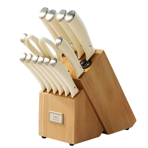 WANGMAZI A85 series 15 piece knife scissors set (with natural wood color knife block)