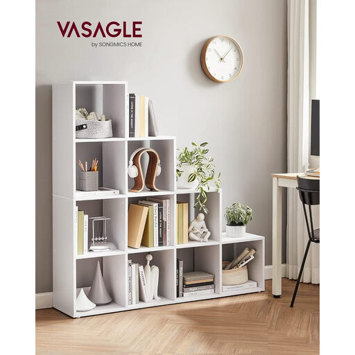 VASAGLE Bookcase - 10-Compartment Staircase Design