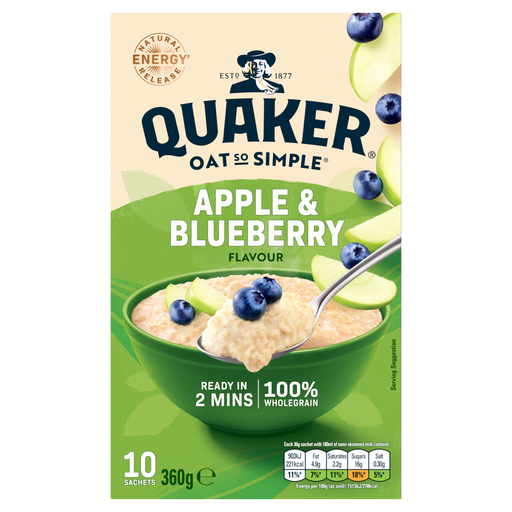 Quaker Oat So Simple 苹果蓝莓燕麦粥，10 袋装，360g