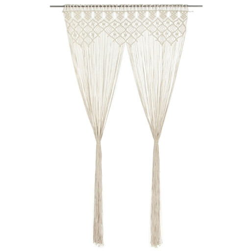 vidaXL Macrame Curtain - Cotton, Cream