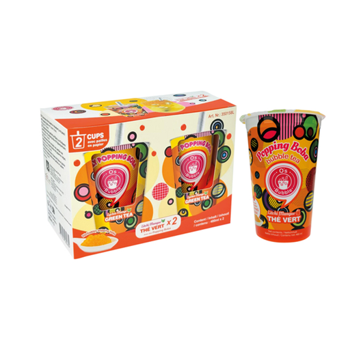 O'S BUBBLE Drinks Popp. Boba Lychee & Mango cup 2 x 480ml