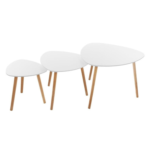 Lot de 3 tables basses gigognes Miléo Atmosphera - Blanc