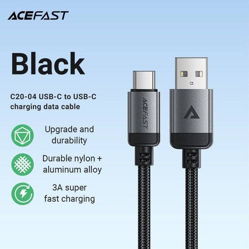 ACEFAST C20-04 USB-A to USB-C Aluminium Alloy Charging Cable