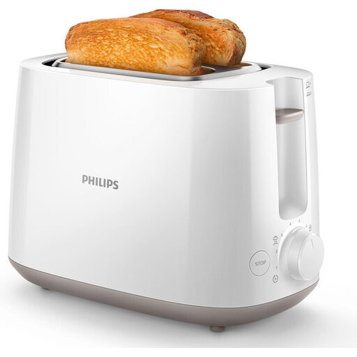 Philips Daily Collection Toaster, 8 Settings, 4 Functions, Warming Rack, Defrost, White - HD2581/00