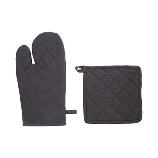 DGREY COTTON GLOVE+POT HOLDER