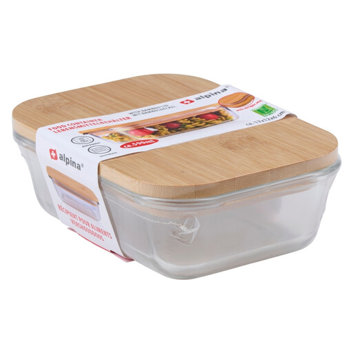 玻璃食品容器配竹盖 590 ml