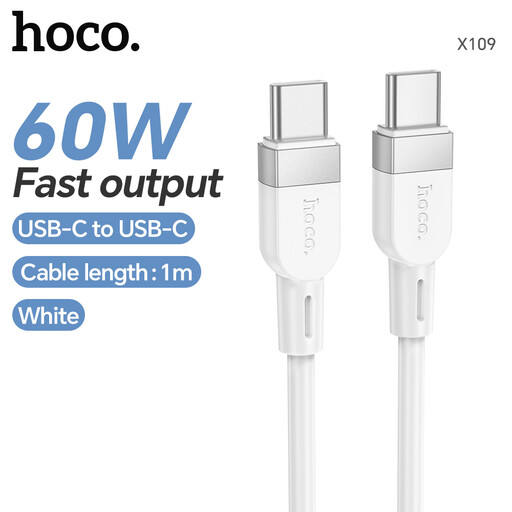 White HOCO X109 USB-C to USB-C cable