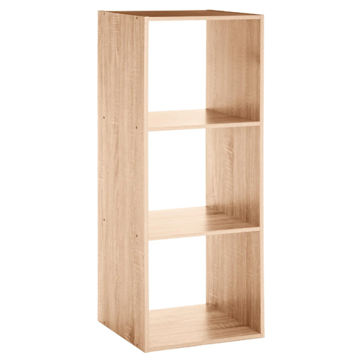 3-Compartment Bookshelf in Natural Oak