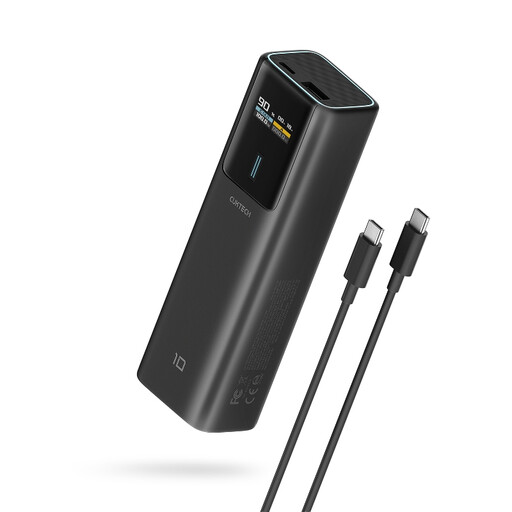 CUKTECH 100W Power Bank, 10000mAh Portable USB C Charger with Smart TFT Display for iPhone 16/15 Series PB100P Color: Black