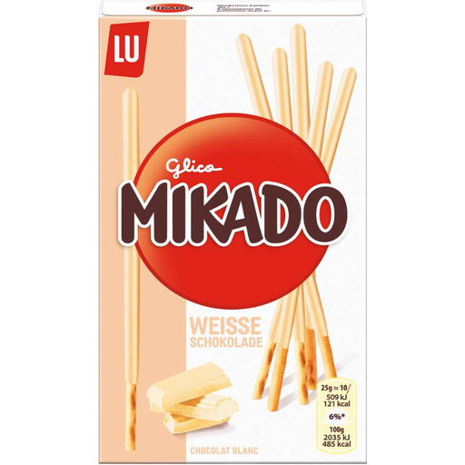 Mikado Keksst?bchen mit wei?er Schokolade