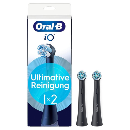 Oral-B iO Ultimate Clean Series Black Round Brushes, Authentic CrissCross Bristles, Plaque Removal (Pack of 2)