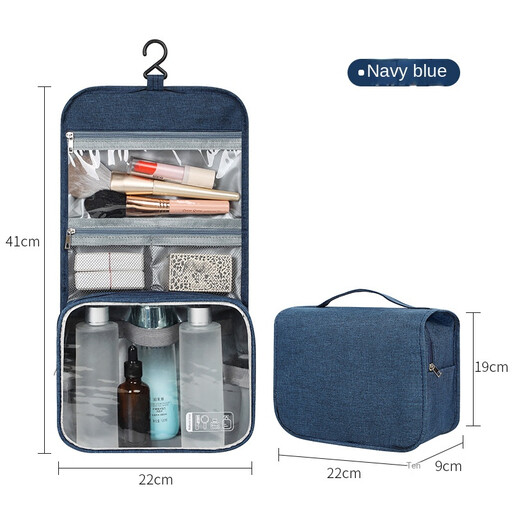 Large Capacity Portable Hanging Toilet Bag Navy Blue