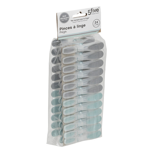 JJA Set of 24 Rubber Clothes Pegs Blue / Grey