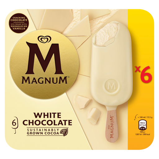 Magnum Ice Cream White Chocolate 6 x 100ml