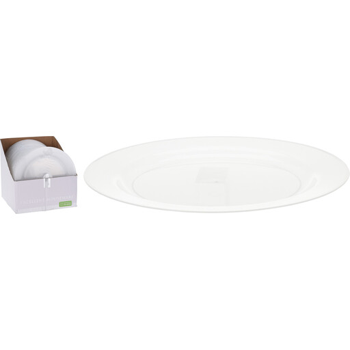 Set mit 4 weißen Kunststofftellern