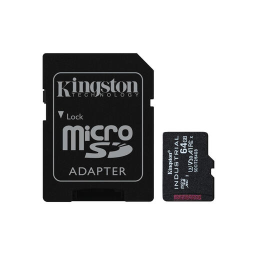 Kingston Technology 64GB microSDXC Industrial C10 A1 pSLC Card + SD Adapter