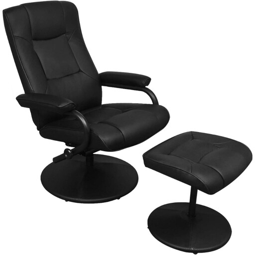 VidaXL TV Fauteuil met Voetenbank - Zwart Kunstleer