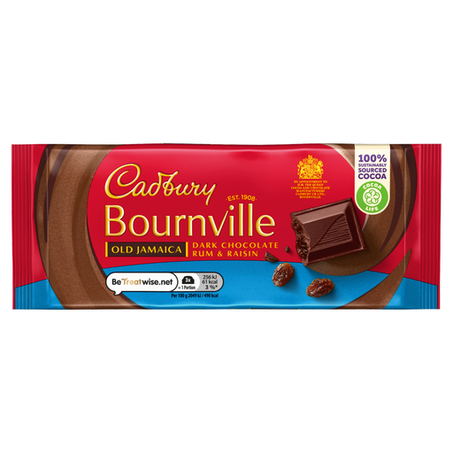 Cadbury Bournville Old Jamaica 朗姆酒葡萄干黑巧克力，100 g