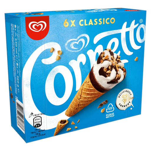 Cornetto Ice Cream Cone Classico 6x 90ml