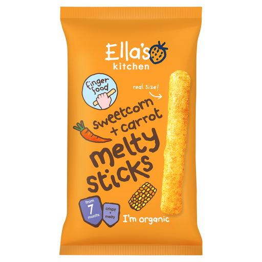 Ella's Kitchen Sweetcorn and Carrot Melty Sticks 7 Months, 16g