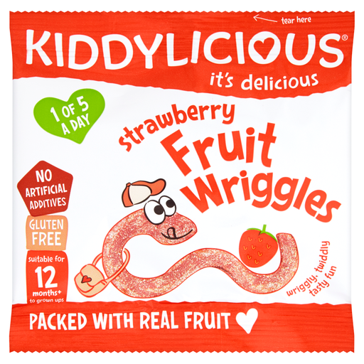 Kiddylicious Strawberry Fruit Wriggles 12+ Months 12g