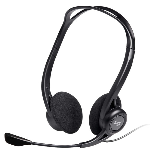 Logitech 960 Wired USB Headset, Inline remote, Noise Cancelling Mic- Black