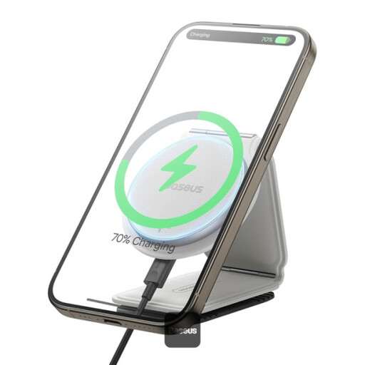 Magnetic car holder with wireless charging Baseus PrimeTrip C02 white