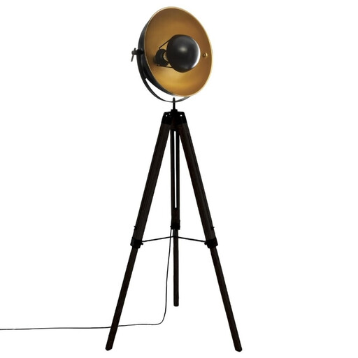 Atmosphera Lahti Tripod Floor Lamp 156.5 cm High Black Metal and Wood