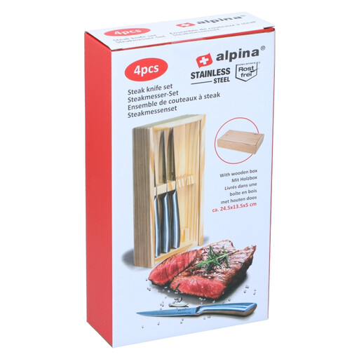 Alpina Steak Knife Set - 4 Pieces in Wooden Box