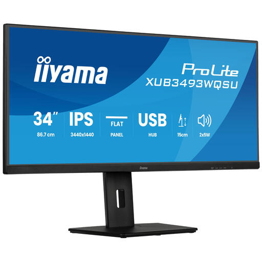 iiyama ProLite 34” IPS Ultra-Wide Flat Screen with PiP, PBP and Height Adjustable Stand