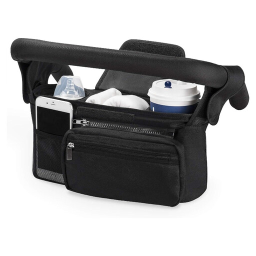 Black compact organiser with shoulder strap
