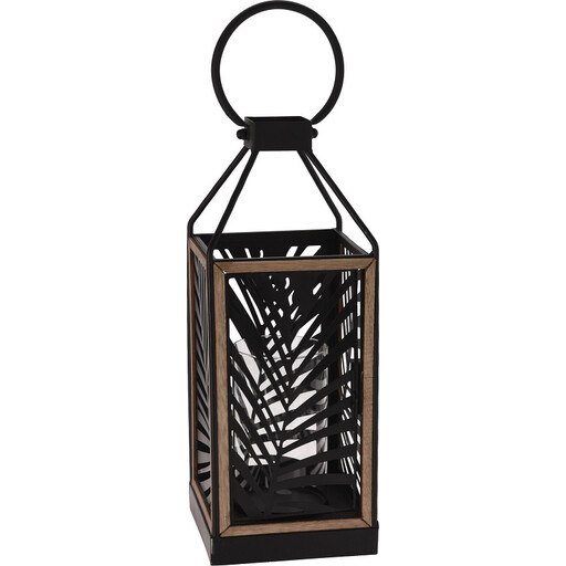 H&S Collection Decorative Lantern with Foliage Pattern