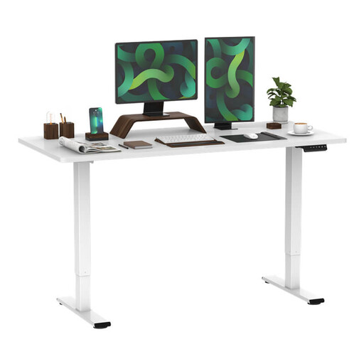 Loctek Electric Height Adjustable Desk Bar Table Stand Desk with Separator Board 160×80cm White