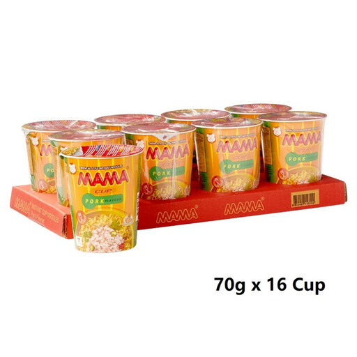 MAMA Instant Cup Noodles, Pork Flavour, 16 x 70g Box